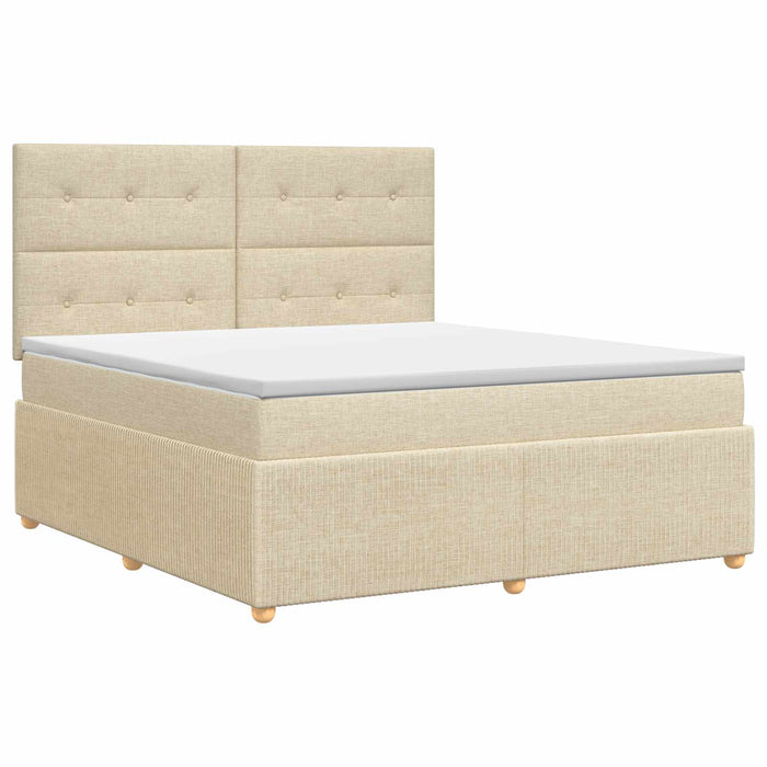Pat boxspring cu saltea cu headboard Crem 180 x 200 cm Țesătură WALTI