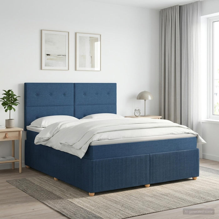 Pat boxspring cu saltea albastru 180 x 200 cm Țesătură - WALTI WALTI
