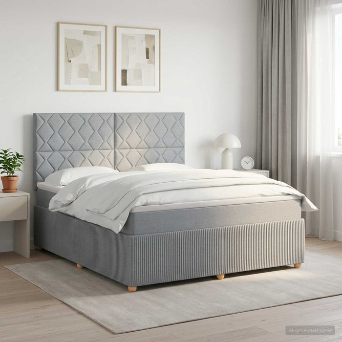 Pat boxspring cu saltea Gri deschis 160 x 200 cm Țesătură - WALTI WALTI