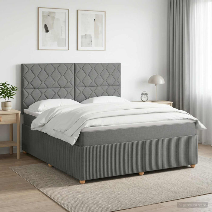 Pat boxspring cu saltea Gri închis 140 x 190 cm Țesătură WALTI