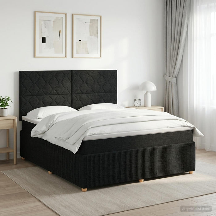 Pat boxspring cu saltea Negru 140 x 190 cm Țesătură WALTI