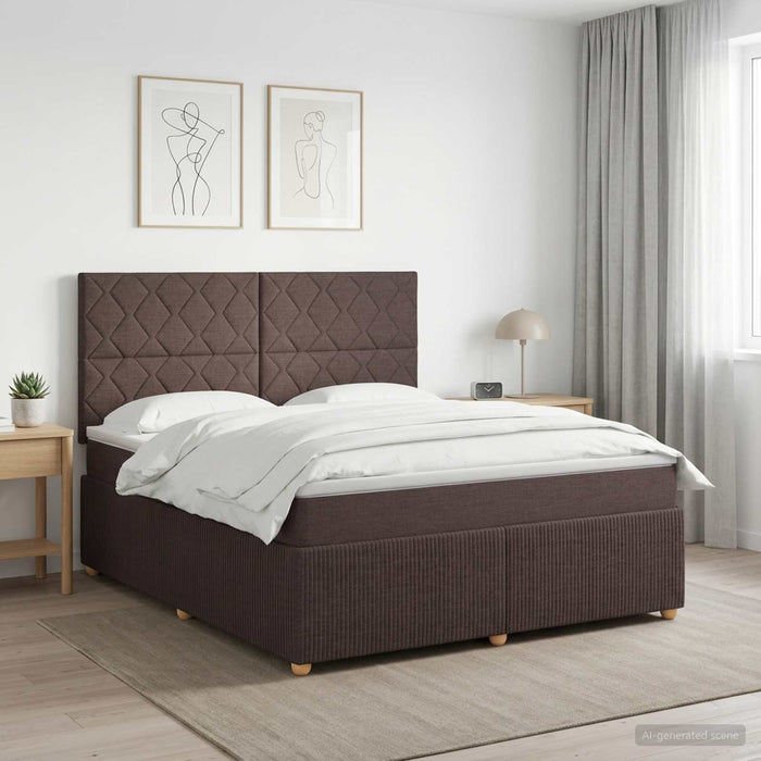 Pat boxspring cu saltea Maro închis 140 x 190 cm Țesătură WALTI
