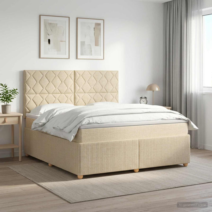 Pat boxspring cu saltea cu headboard Crem 180 x 200 cm Țesătură WALTI