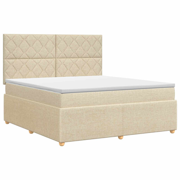 Pat boxspring cu saltea cu headboard Crem 180 x 200 cm Țesătură WALTI