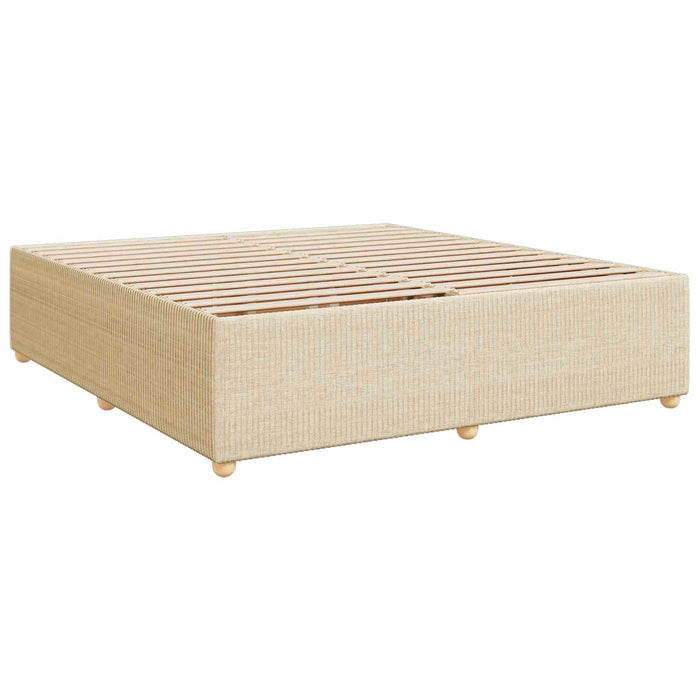 Pat boxspring cu saltea cu headboard Crem 180 x 200 cm Țesătură WALTI