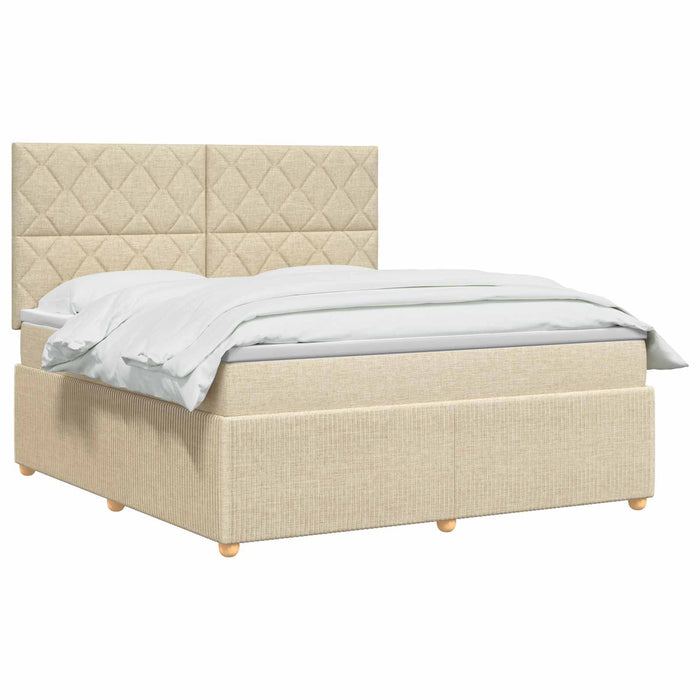 Pat boxspring cu saltea cu headboard Crem 180 x 200 cm Țesătură WALTI