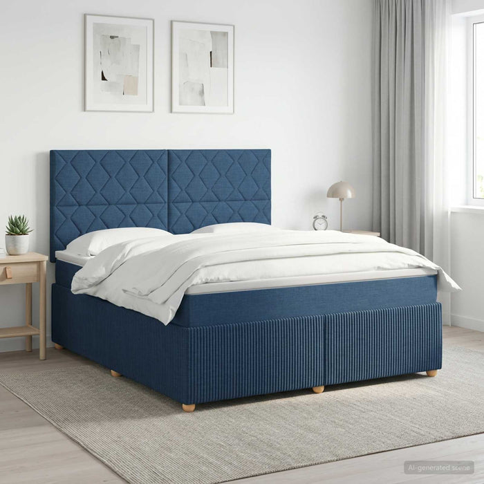 Pat boxspring cu saltea albastru 160 x 200 cm Țesătură WALTI