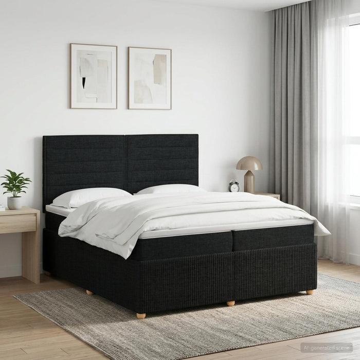Pat boxspring cu saltea Negru 200 x 200 cm Țesătură WALTI
