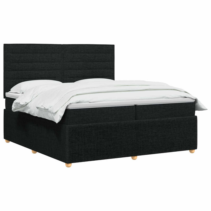 Pat boxspring cu saltea Negru 200 x 200 cm Țesătură WALTI