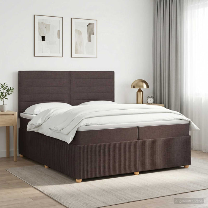 Pat boxspring cu saltea Maro închis 200 x 200 cm Țesătură WALTI