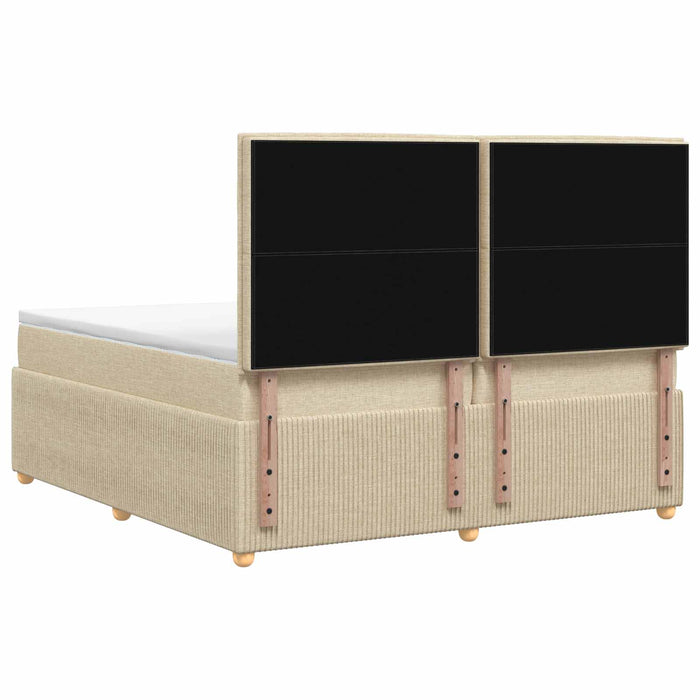 Pat boxspring cu saltea cu headboard Crem 200 x 200 cm Țesătură WALTI