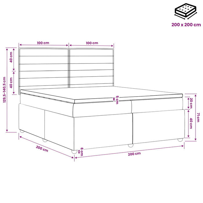 Pat boxspring cu saltea albastru 200 x 200 cm Țesătură - WALTI WALTI