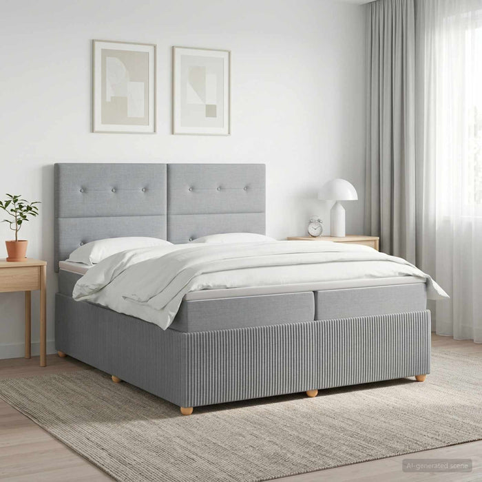 Pat boxspring cu saltea Gri deschis 200 x 200 cm Țesătură - WALTI WALTI