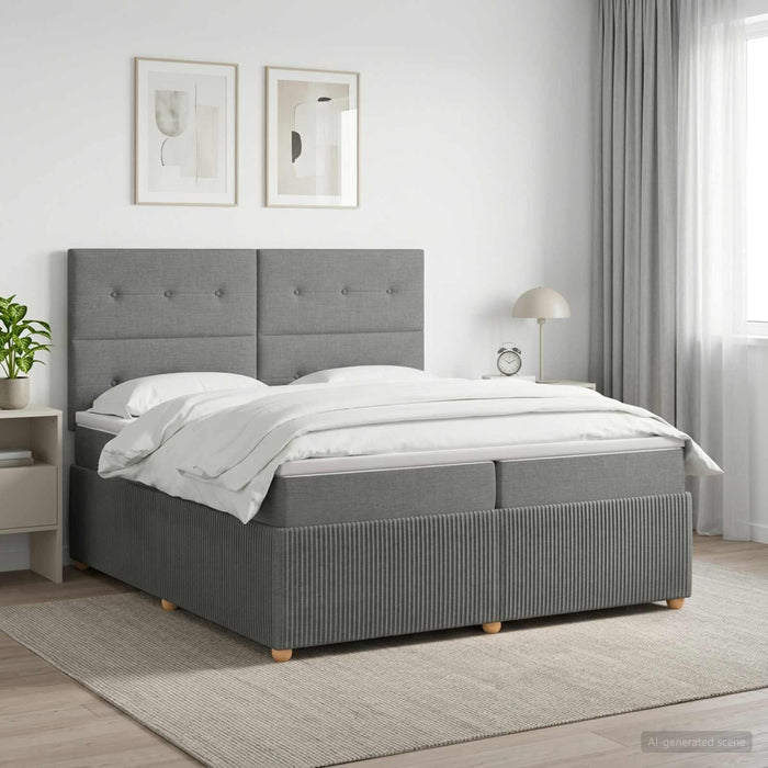 Pat boxspring cu saltea Gri închis 200 x 200 cm Țesătură - WALTI WALTI