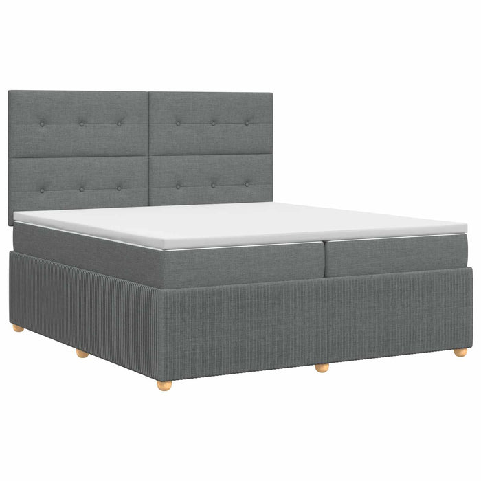 Pat boxspring cu saltea Gri închis 200 x 200 cm Țesătură - WALTI WALTI