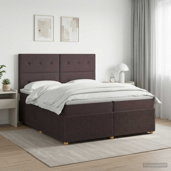 Pat boxspring cu saltea Maro închis 200 x 200 cm Țesătură WALTI