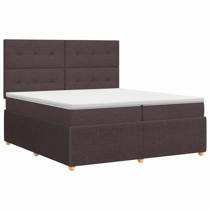 Pat boxspring cu saltea Maro închis 200 x 200 cm Țesătură WALTI