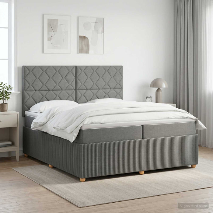 Pat boxspring cu saltea Gri închis 200 x 200 cm Țesătură WALTI