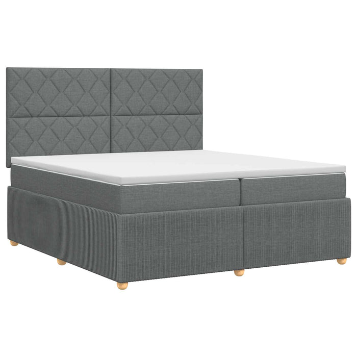 Pat boxspring cu saltea Gri închis 200 x 200 cm Țesătură WALTI