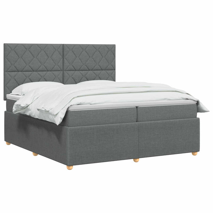 Pat boxspring cu saltea Gri închis 200 x 200 cm Țesătură WALTI