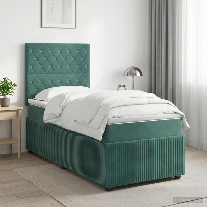 Pat boxspring cu saltea Verde închis 80 x 200 cm Catifea WALTI