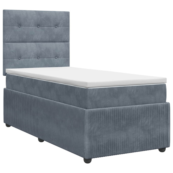 Pat boxspring cu saltea Gri închis 80 x 200 cm Catifea WALTI