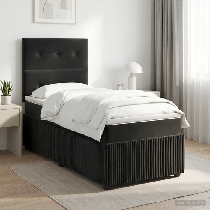 Pat boxspring cu saltea cu headboard Negru 80 x 200 cm Catifea - WALTI WALTI