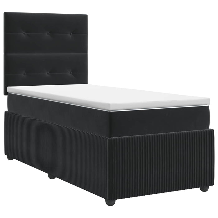 Pat boxspring cu saltea cu headboard Negru 80 x 200 cm Catifea - WALTI WALTI