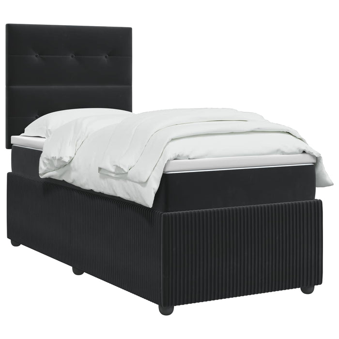 Pat boxspring cu saltea cu headboard Negru 80 x 200 cm Catifea - WALTI WALTI
