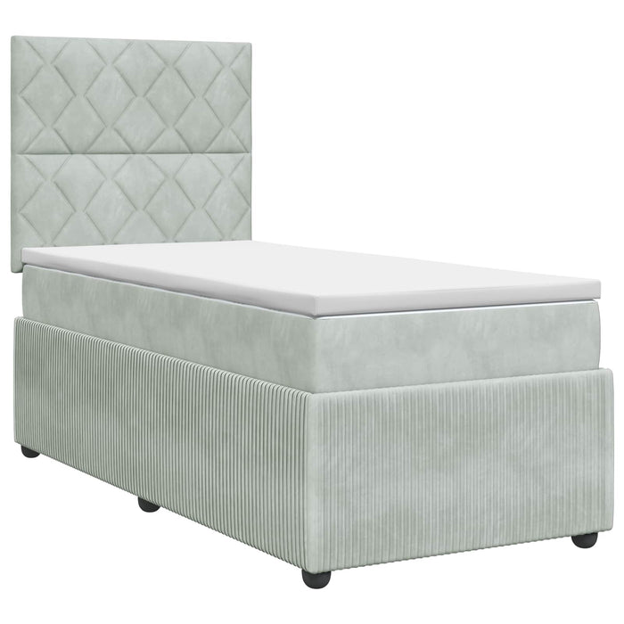 Pat boxspring cu saltea Gri deschis 80 x 200 cm Catifea - WALTI WALTI