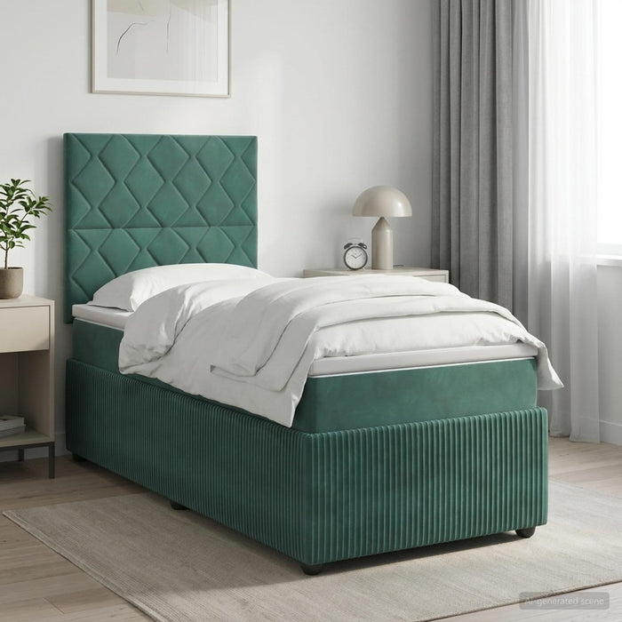 Pat boxspring cu saltea Verde închis 80 x 200 cm Catifea WALTI