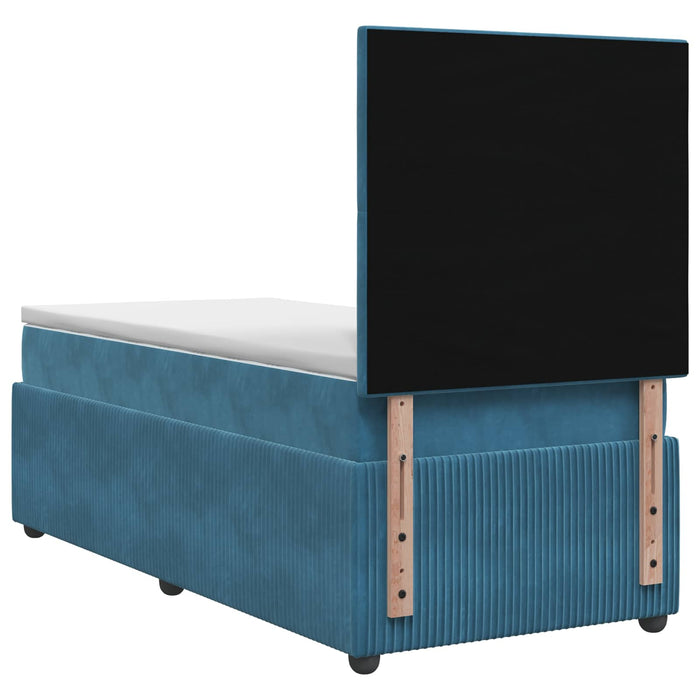 Pat boxspring cu saltea albastru 80 x 200 cm Catifea WALTI