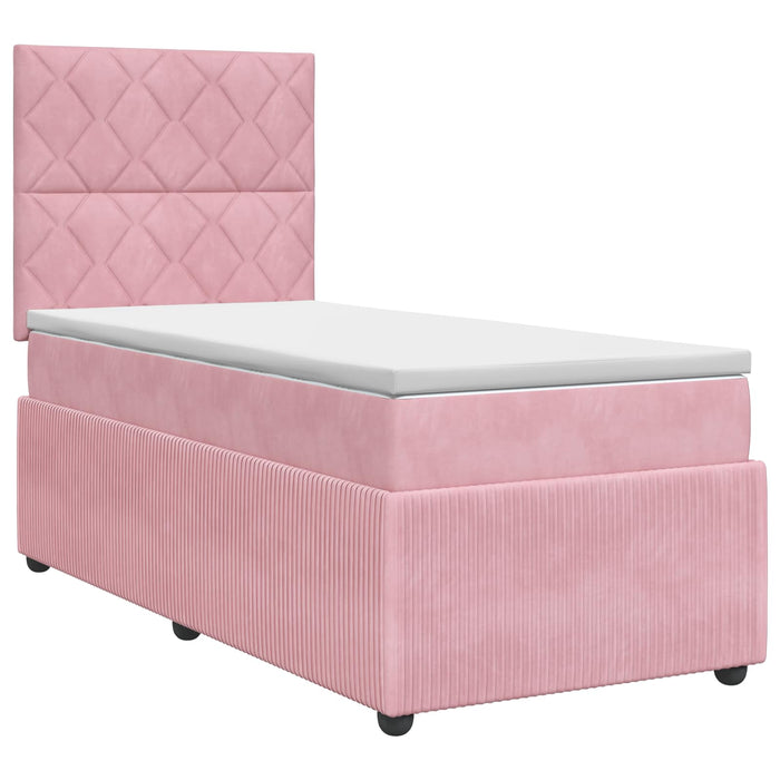 Pat boxspring cu saltea cu headboard Roz 80 x 200 cm Catifea - WALTI WALTI