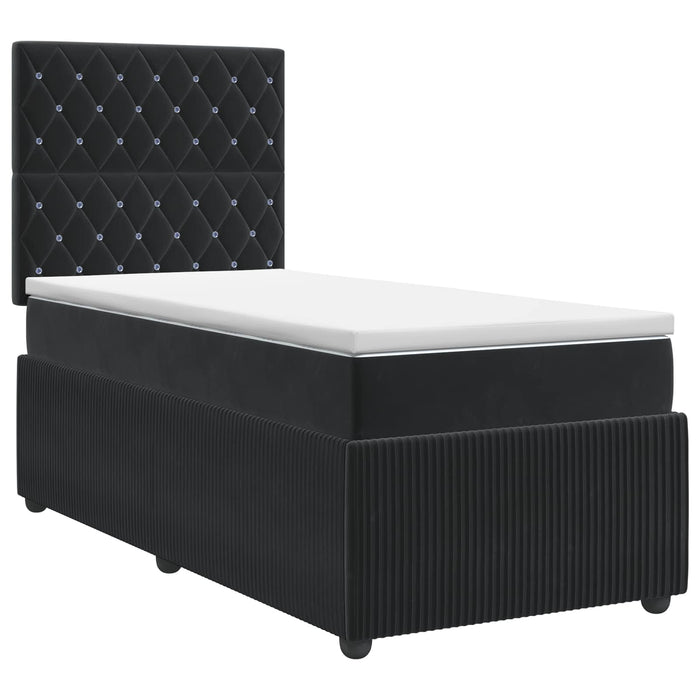 Pat boxspring cu saltea cu headboard Negru 100 x 200 cm Catifea - WALTI WALTI