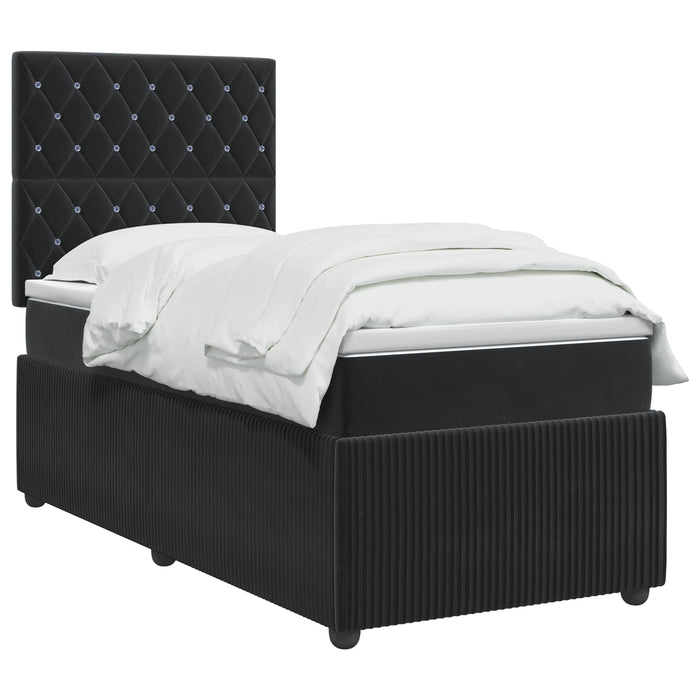 Pat boxspring cu saltea cu headboard Negru 100 x 200 cm Catifea - WALTI WALTI