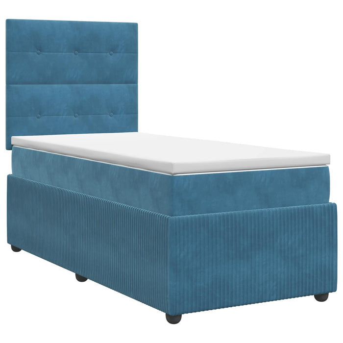 Pat boxspring cu saltea albastru 100 x 200 cm Catifea WALTI