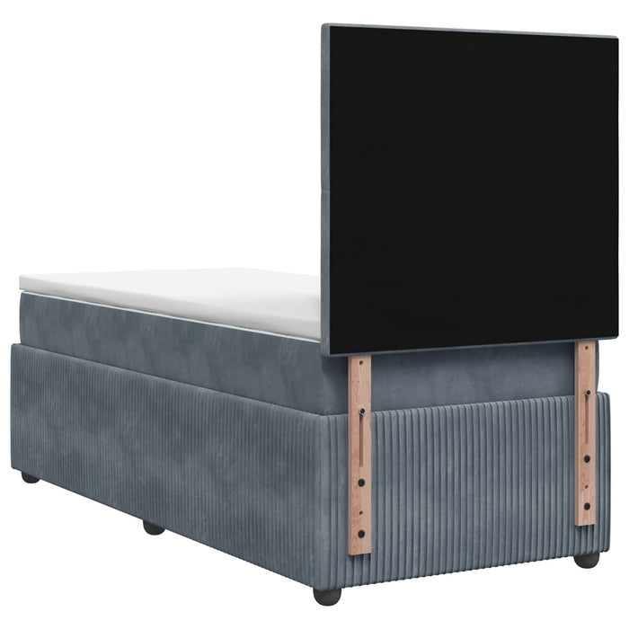 Pat boxspring cu saltea Gri închis 100 x 200 cm Catifea WALTI