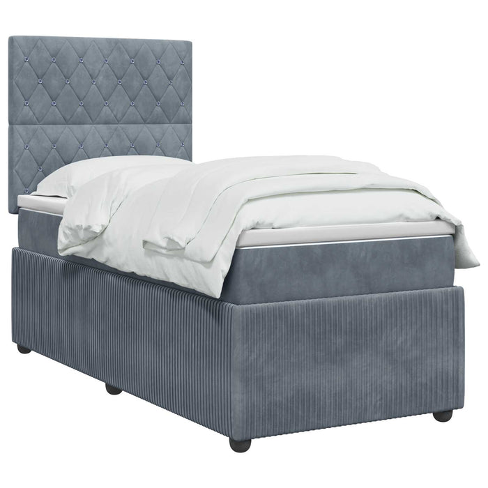 Pat boxspring cu saltea Gri închis 100 x 200 cm Catifea WALTI