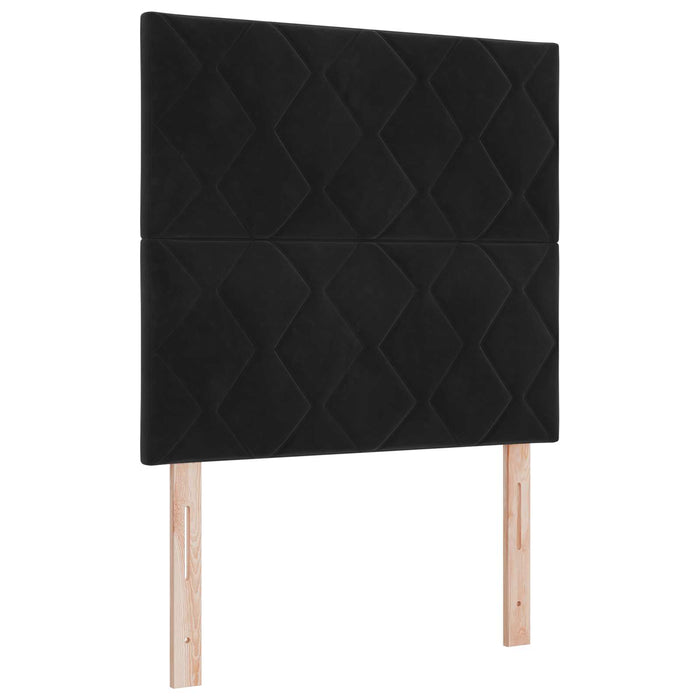 Pat boxspring cu saltea cu headboard Negru 100 x 200 cm Catifea WALTI