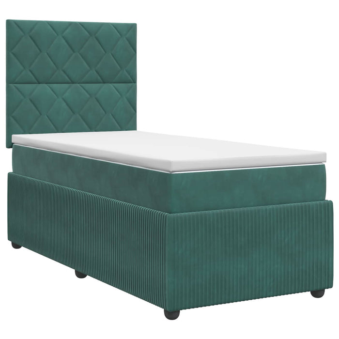 Pat boxspring cu saltea Verde închis 100 x 200 cm Catifea WALTI