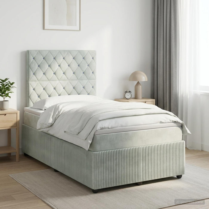 Pat boxspring cu saltea Gri deschis 120 x 200 cm Catifea WALTI
