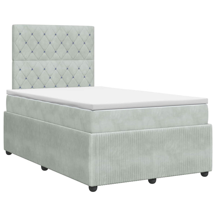 Pat boxspring cu saltea Gri deschis 120 x 190 cm Catifea WALTI
