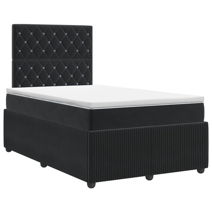 Pat boxspring cu saltea cu headboard Negru 120 x 190 cm Catifea WALTI