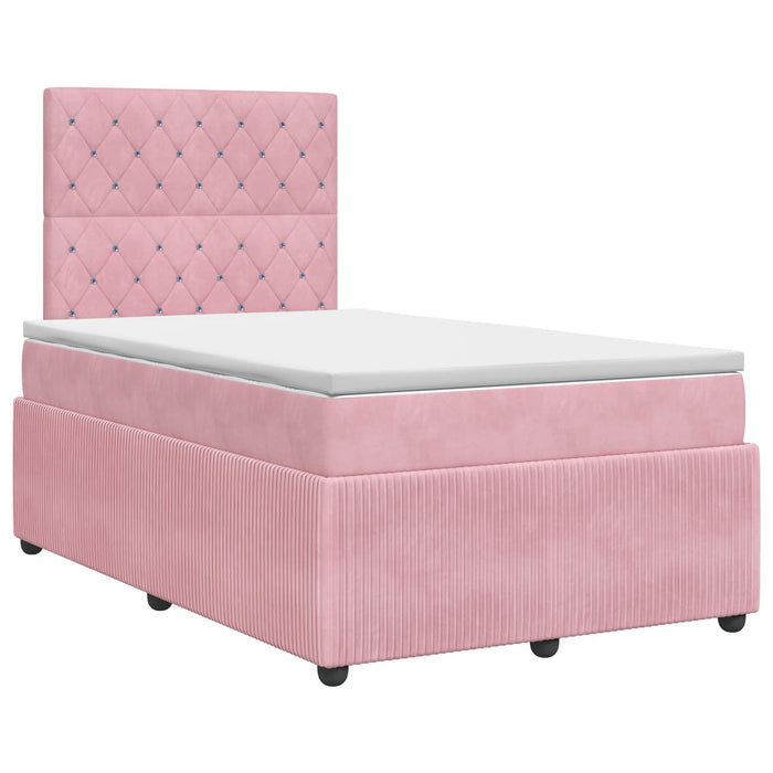 Pat boxspring cu saltea cu headboard Roz 120 x 190 cm Catifea WALTI