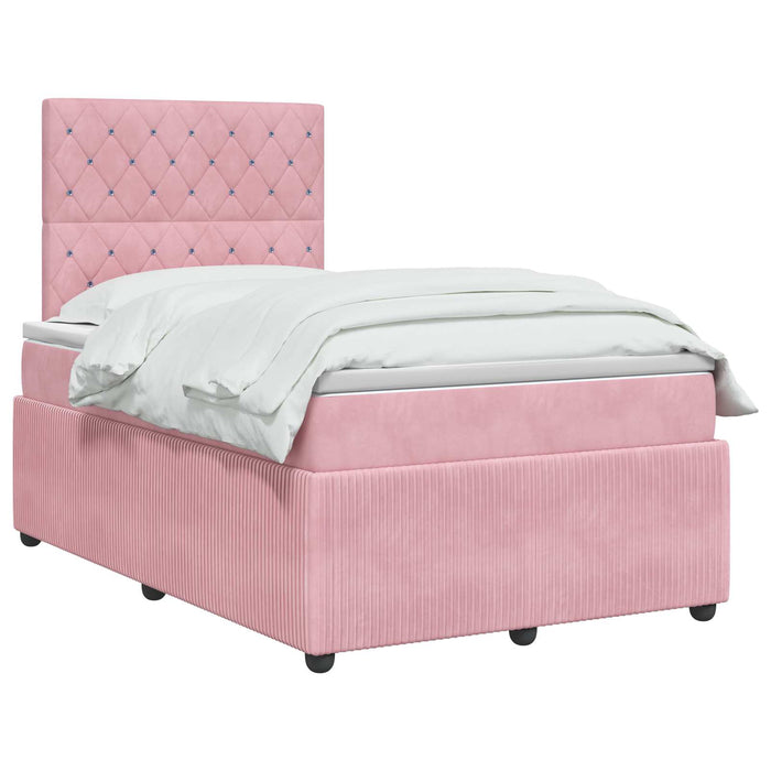 Pat boxspring cu saltea cu headboard Roz 120 x 190 cm Catifea WALTI