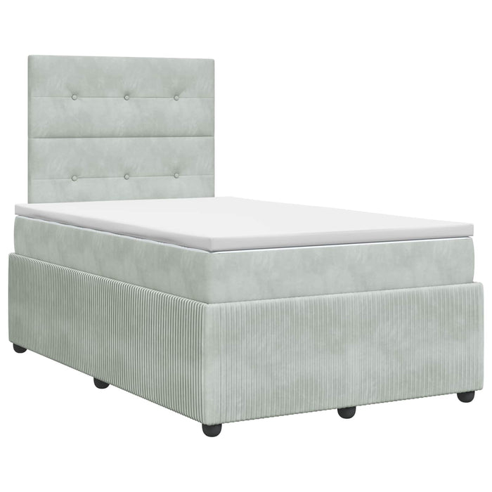Pat boxspring cu saltea Gri deschis 120 x 190 cm Catifea WALTI