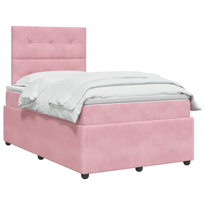 Pat boxspring cu saltea cu headboard Roz 120 x 190 cm Catifea WALTI