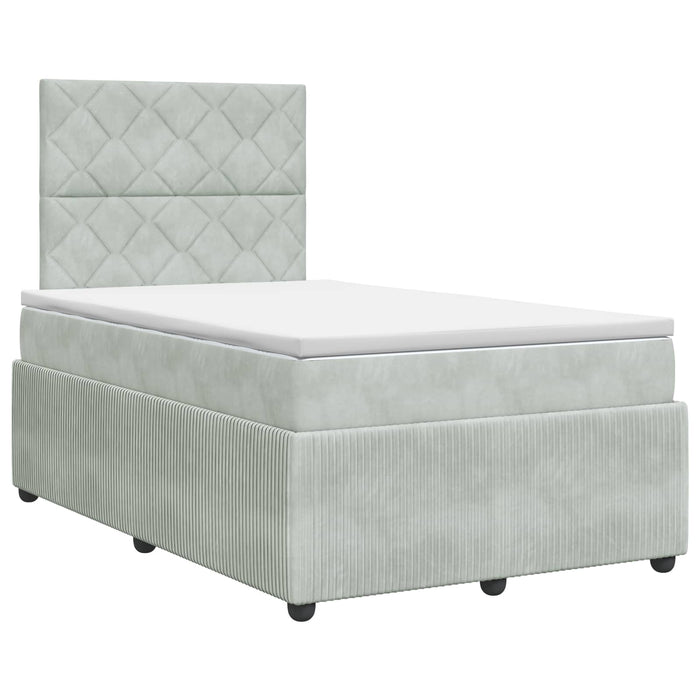 Pat boxspring cu saltea Gri deschis 120 x 190 cm Catifea - WALTI WALTI