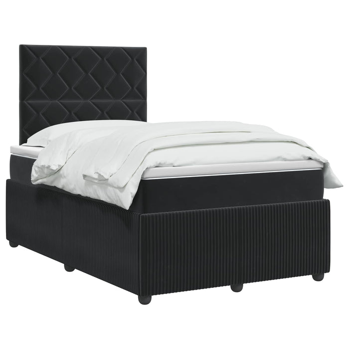 Pat boxspring cu saltea cu headboard Negru 120 x 190 cm Catifea WALTI