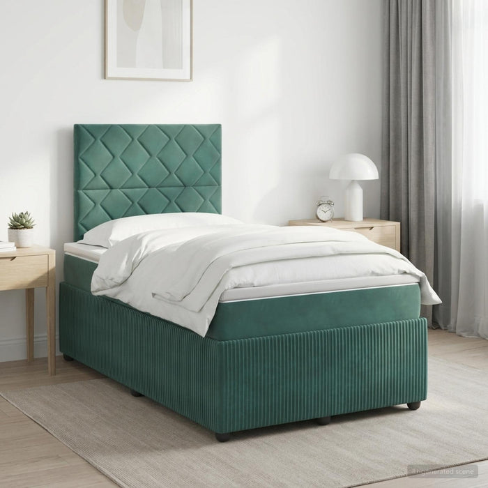 Pat boxspring cu saltea Verde închis 120 x 200 cm Catifea WALTI